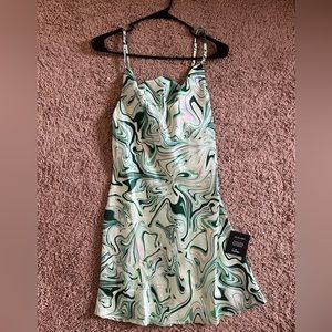 Lulus silky mixed green mini dress